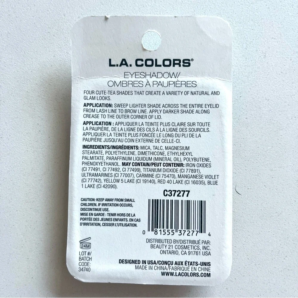 💜 L.A. Colors Bubble Tea, Shimmer Eyeshadow Palette, Strawberry